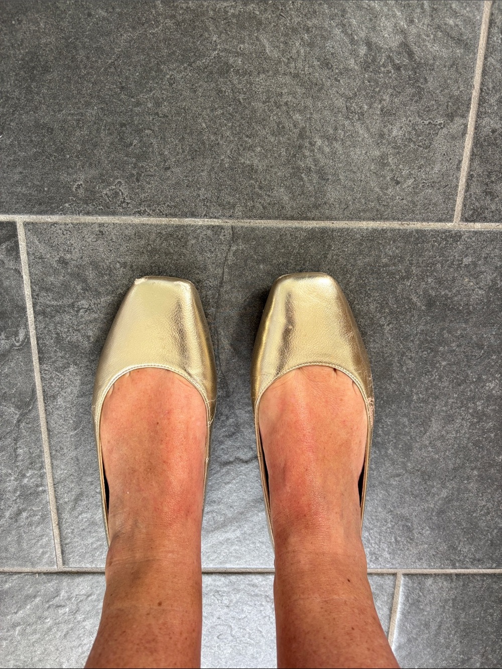 Steve Madden Metallic Gold Square-Toe Ballet Flats